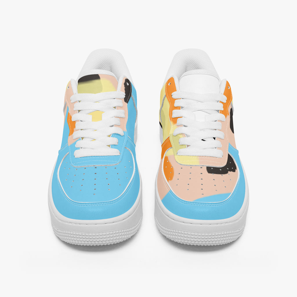 InBorn GT White/Black/Lighter sky‑blue/Orange Low-Top Leather Sports S